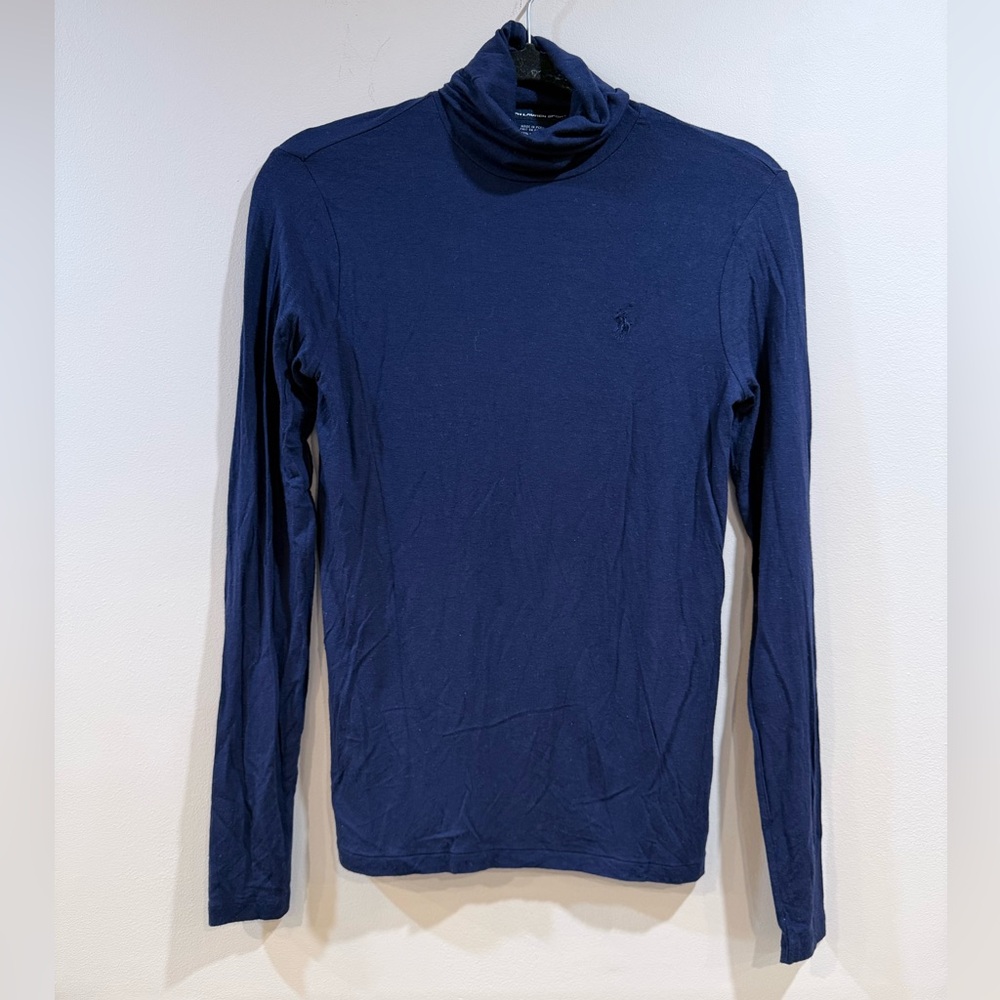🔥Ralph Lauren Women’s Navy Turtleneck Long Sleeve Top Size S EUC🔥